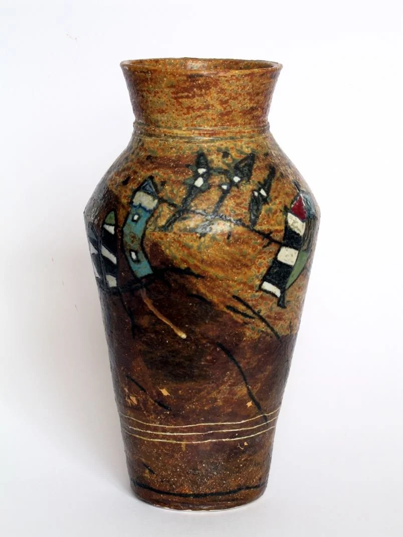 #67 Stoneware Vase 2019  SOLD 11x5.5"