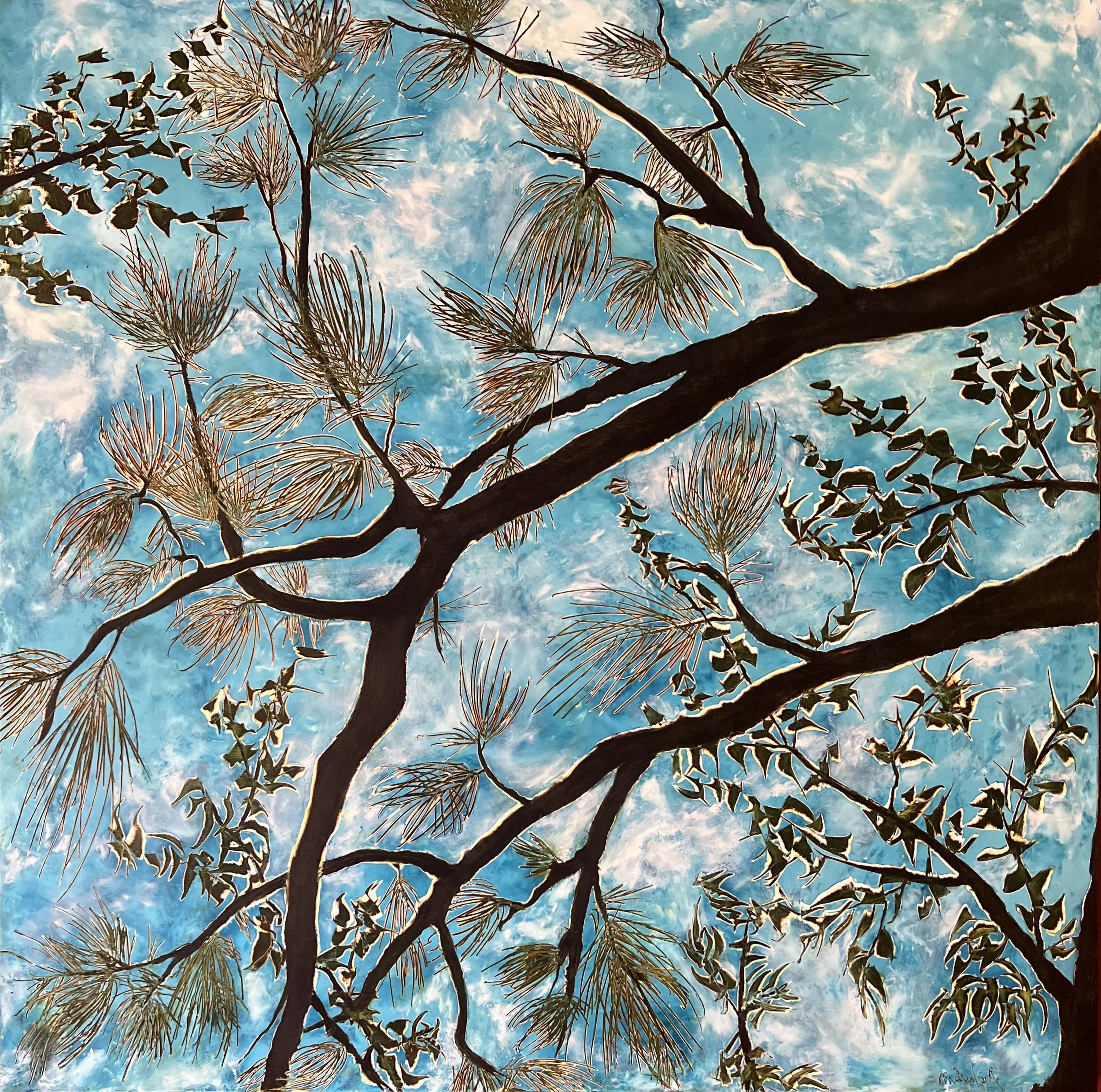 #1 Woven Stories oil & cold wax 36 x 36 $2200