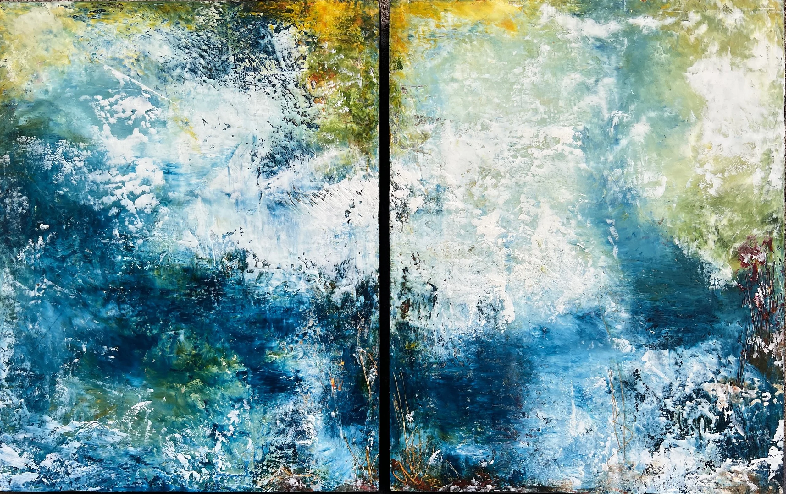 #Spring Thaw (Diptych) oil & cold wax 14 x 22 $525