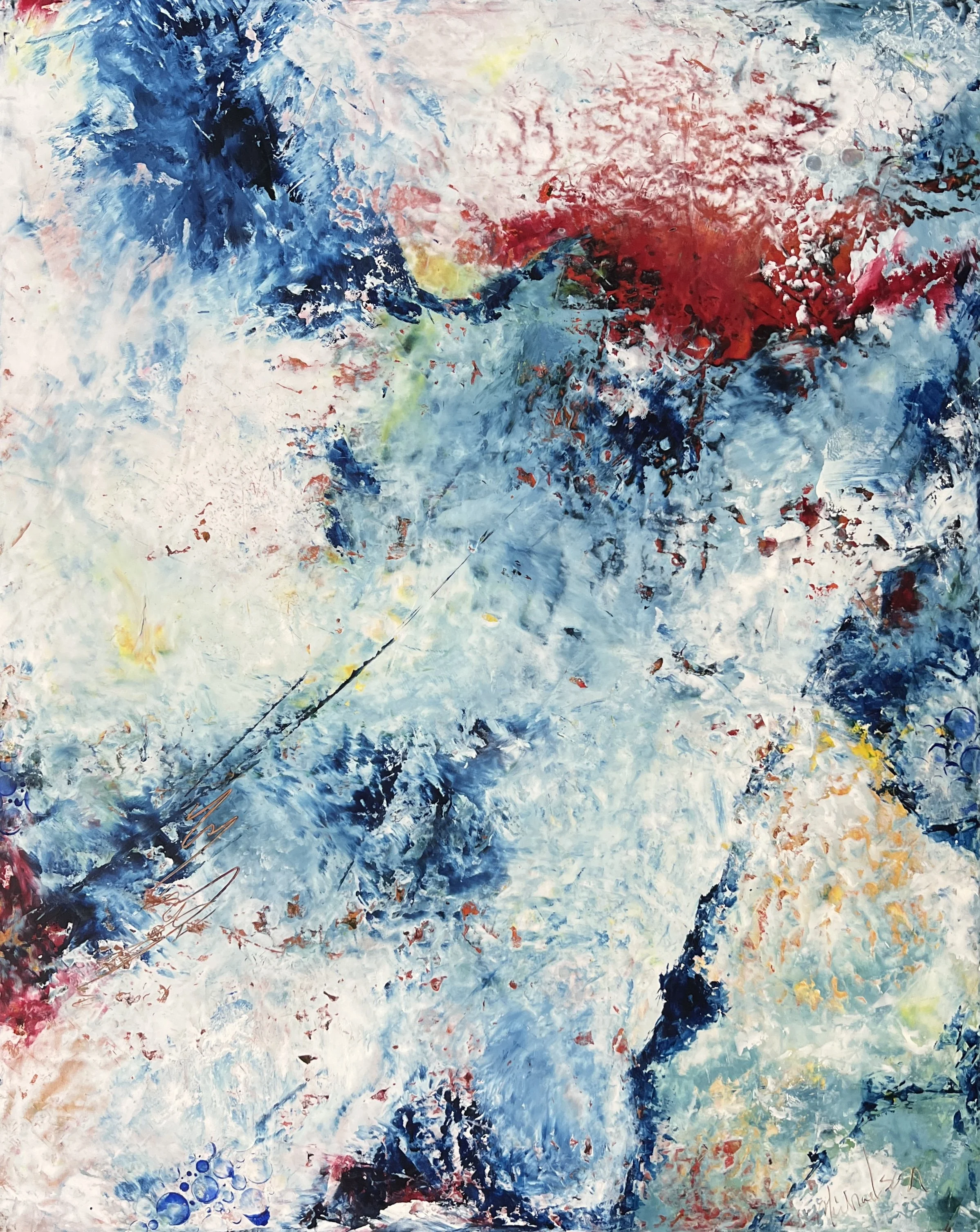 #22 Surfacing oil & cold wax 26 x 32 Framed $1400