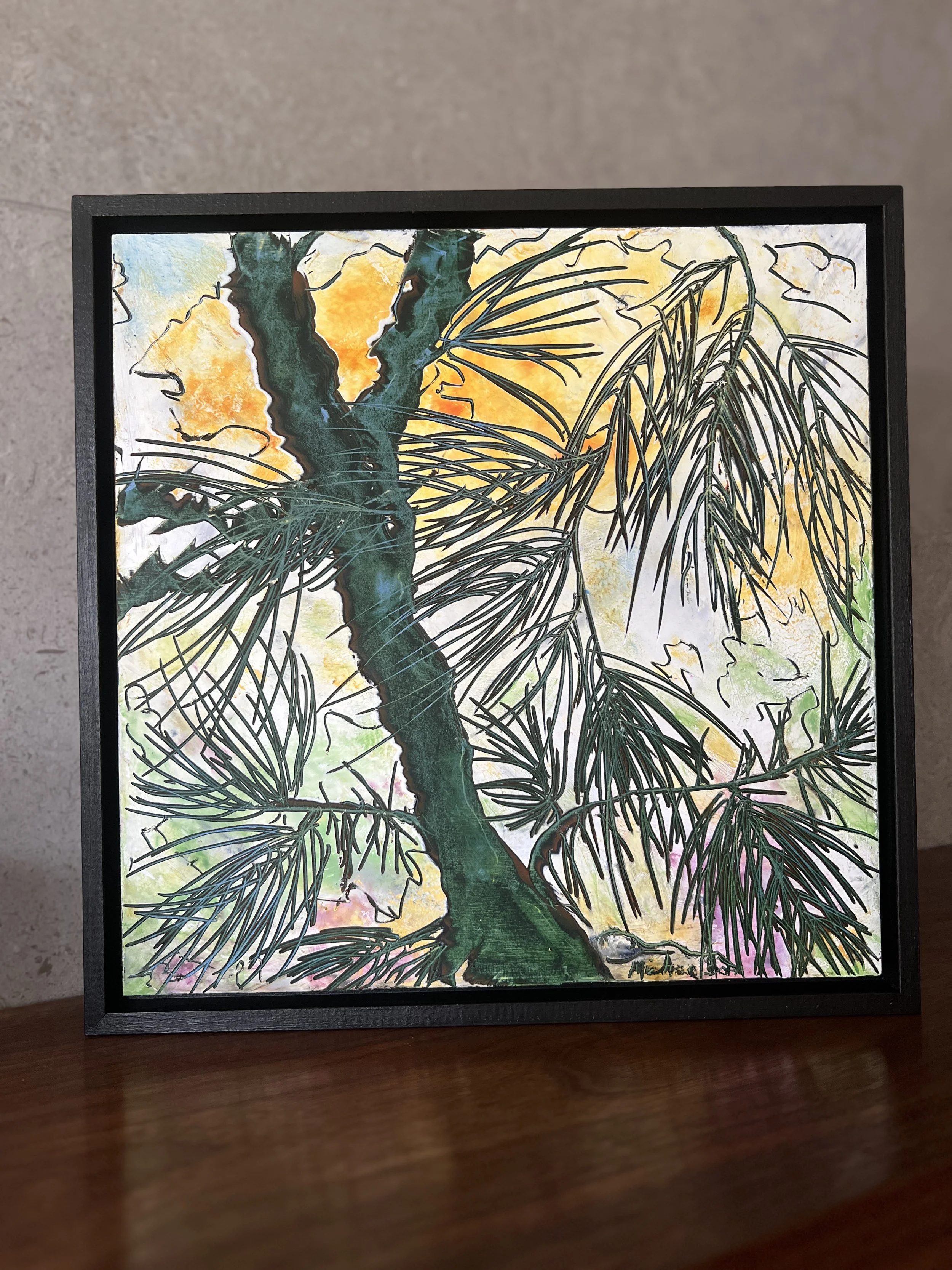 #8 April Winds oil & cold wax 12 x 12 Framed $350