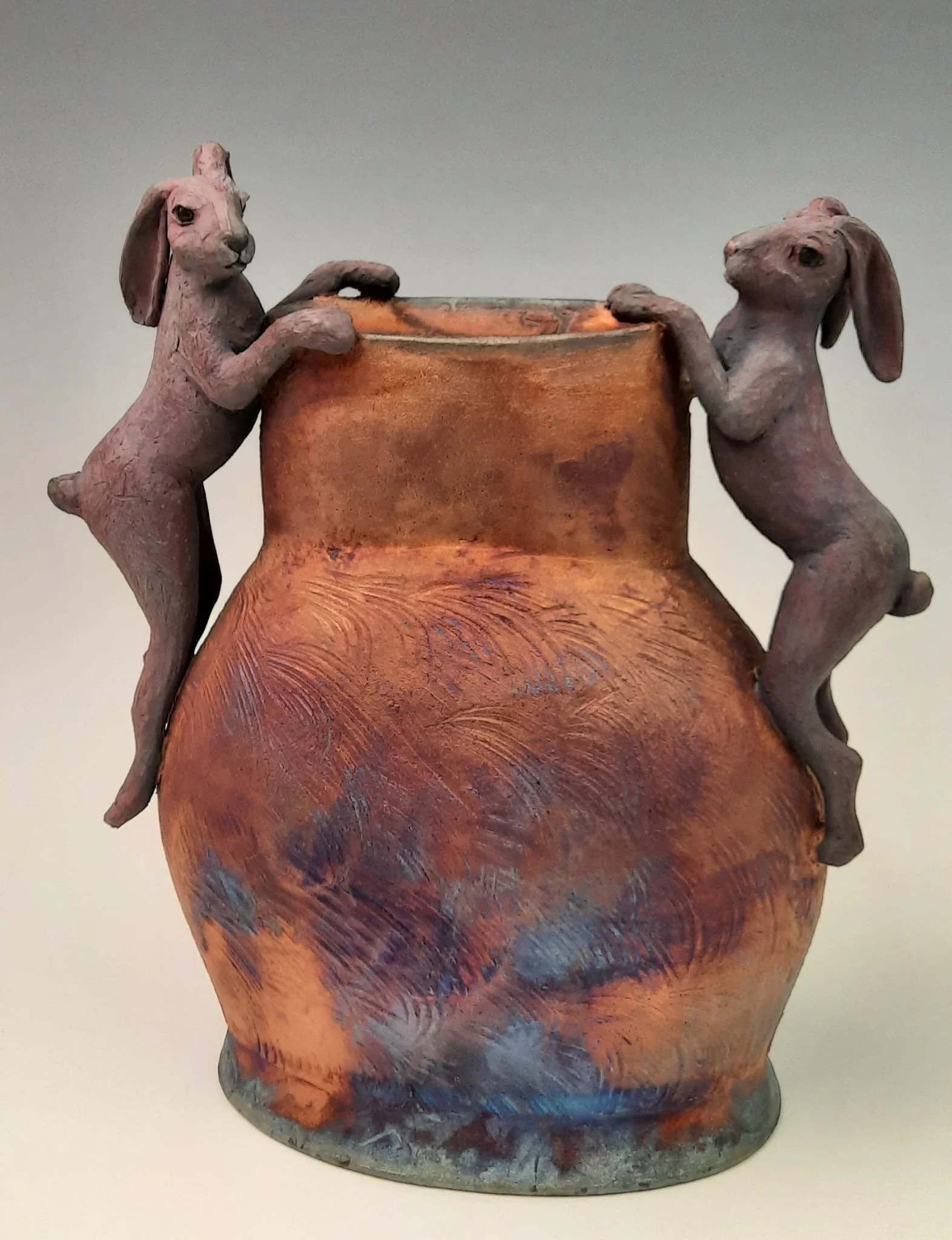 #5 Purple Rabbit Vase  36 x 31 x 13cm $800 Collaboration with Bruce Cochrane