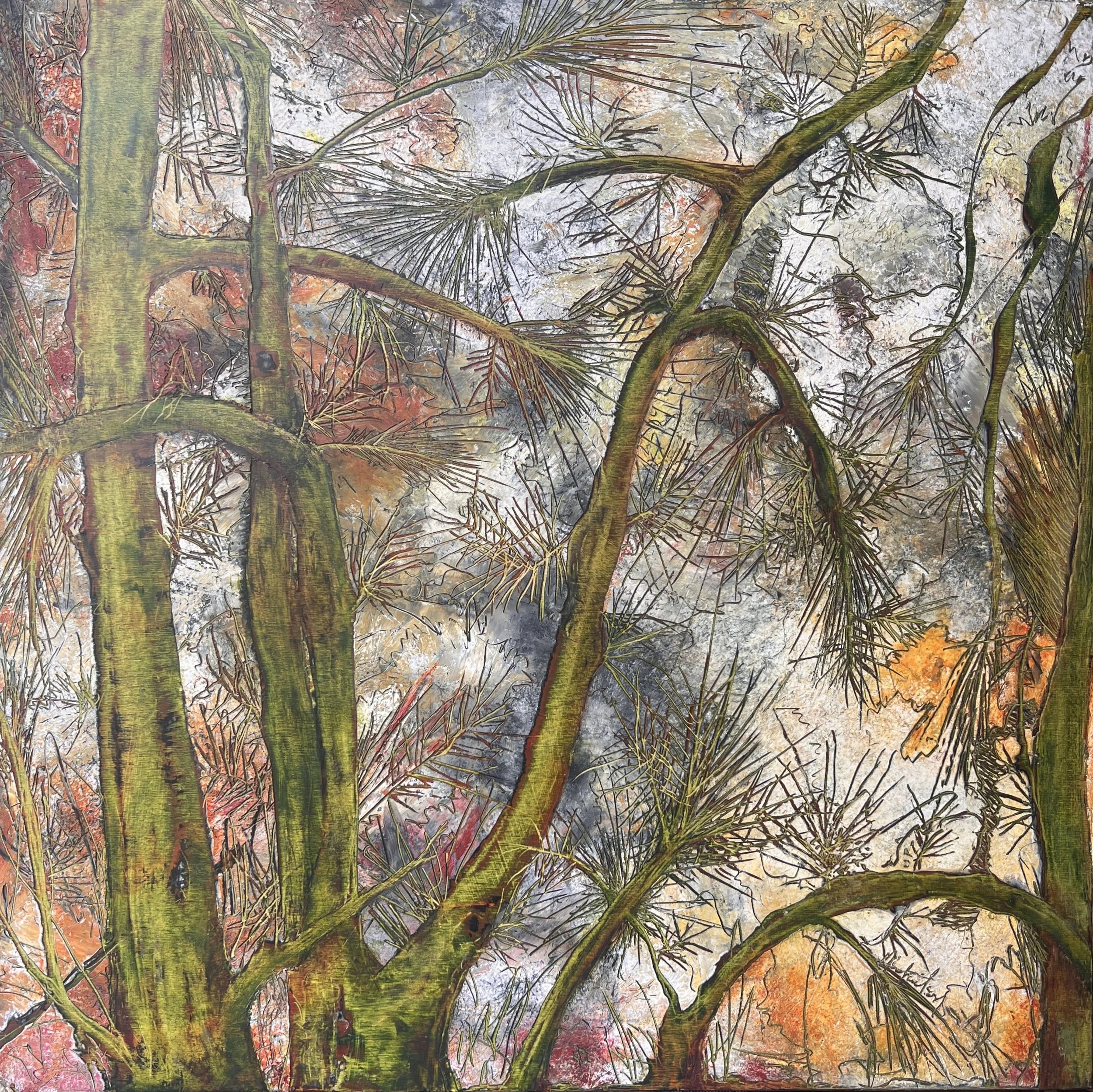 #14 Woods of Mystery oil & cold wax 24 x 24 $950