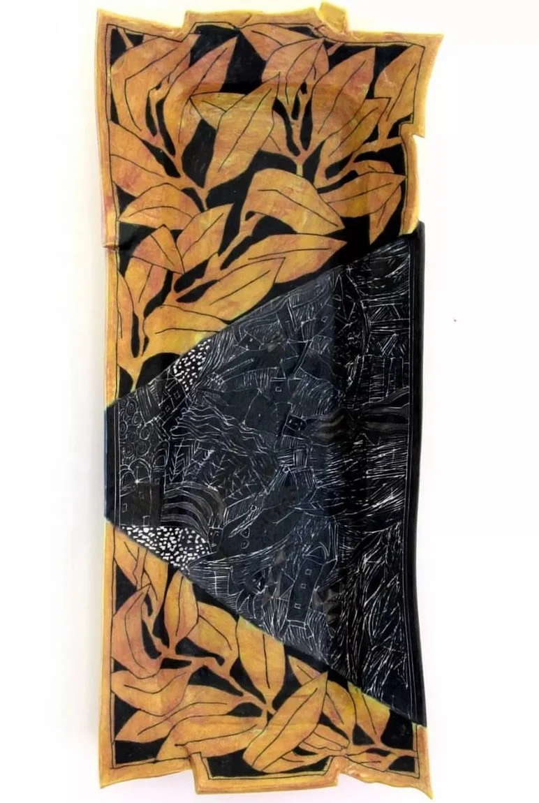 #75 Night Scene With Vines 2020 21.5x9.5x2"  In Concert, Canadian Clay and Glass Gallery Sept-December 2020 SOLD