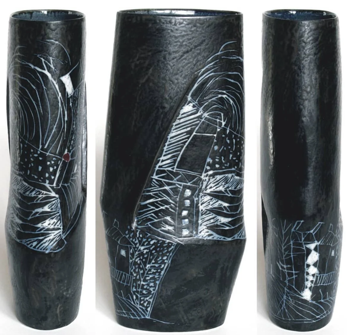 #87 Black Granite 1 Large Oval Vase 2021 $280 11x5"