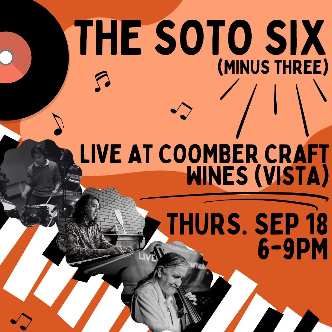 Looking forward to playing @coombercraftwinesoceanside Vista location for the first time Thursday 9/18 from 6-9pm! Say hello to the weekend with some tunes &amp; drinks!
