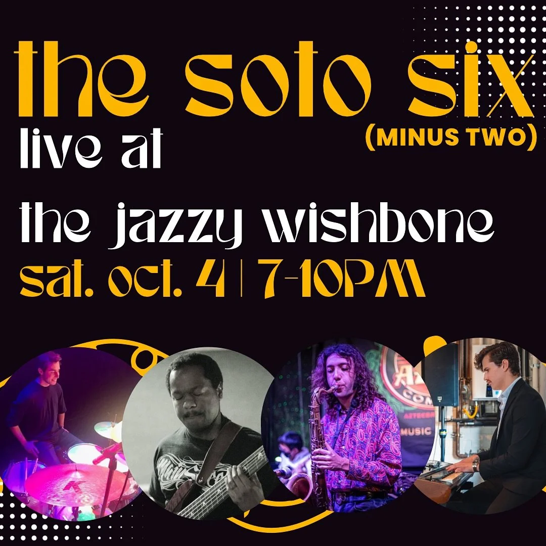 Come get groovy with us @jazzywishbone this Saturday 10/4 from 7-10pm for an evening of funk, jazz, and fusion. Don&rsquo;t miss it!