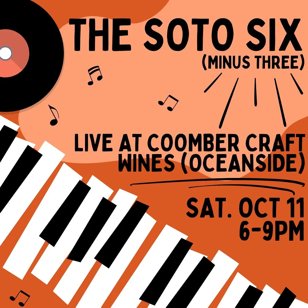 Looking forward to sharing some music @coombercraftwinesoceanside Sat. Oct 11 from 6-9pm! Come hang with us &amp; enjoy some tunes and wine!