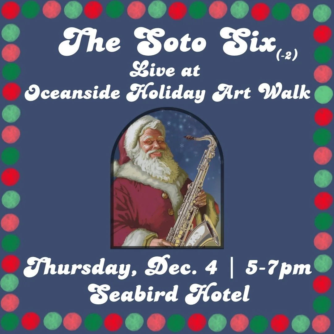 We&rsquo;re looking forward to sharing some holiday tunes this Thursday 12/4 @oceansideartwalk ! Join us from 5-7pm inside @theseabird for festive music &amp; lots of amazing local art. Come get in the spirit with us! 🎅🏽🎄