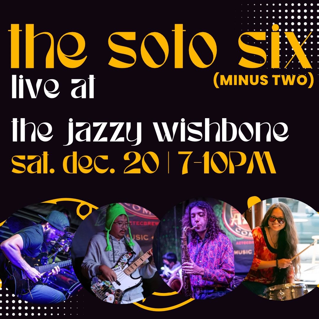 Come party with us @jazzywishbone this Saturday 12/20 from 7-10pm! Don&rsquo;t miss out on an exciting evening of groove, jazz fusion, and more. See you there!