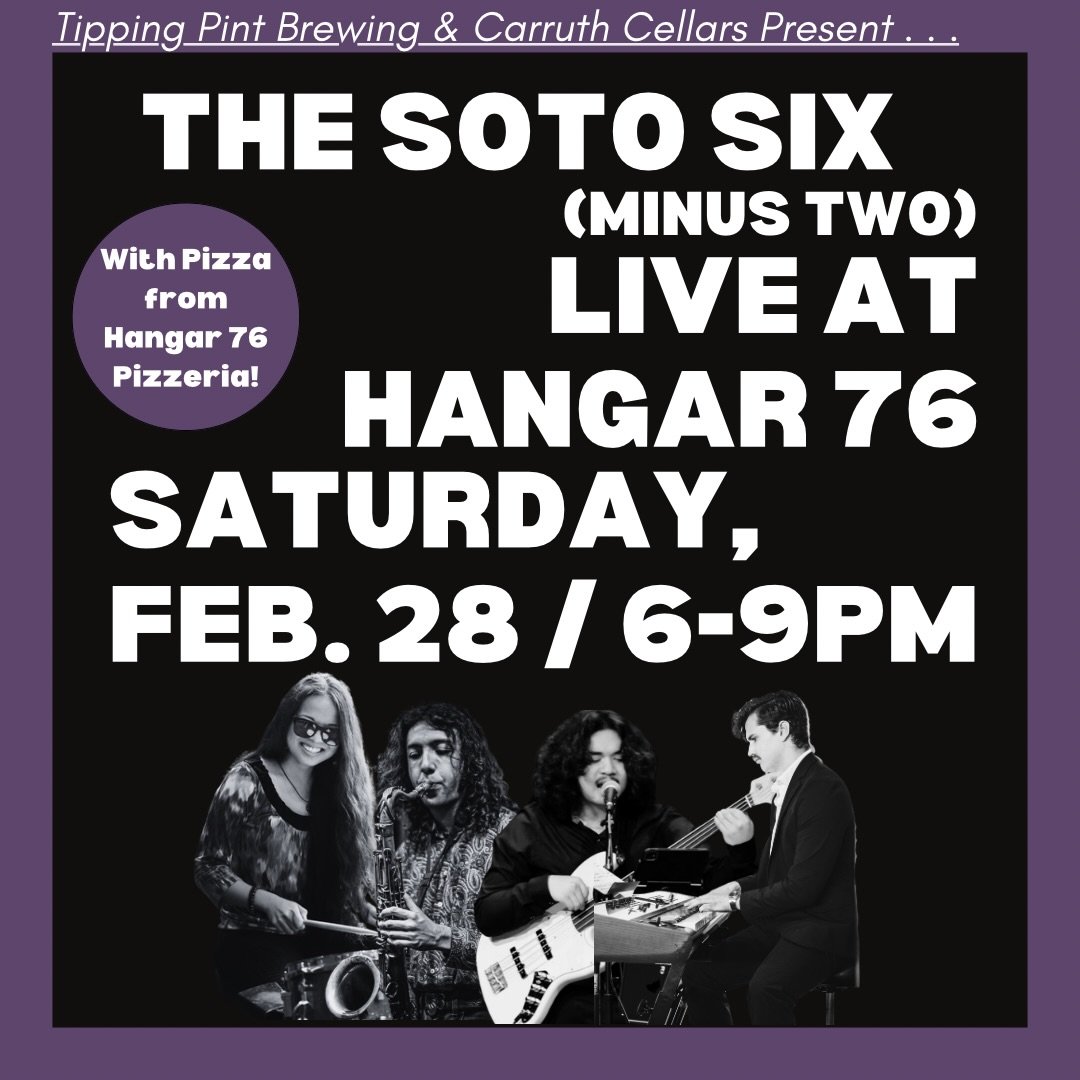 Looking forward to Saturday @thehangar76 ! Join us this Saturday, Feb. 28 from 6-9pm for an evening of funky jazz, fusion &amp; more. Drinks from @carruthcellars &amp; @tippingpintbeer ! Grab the family &amp; come hang!