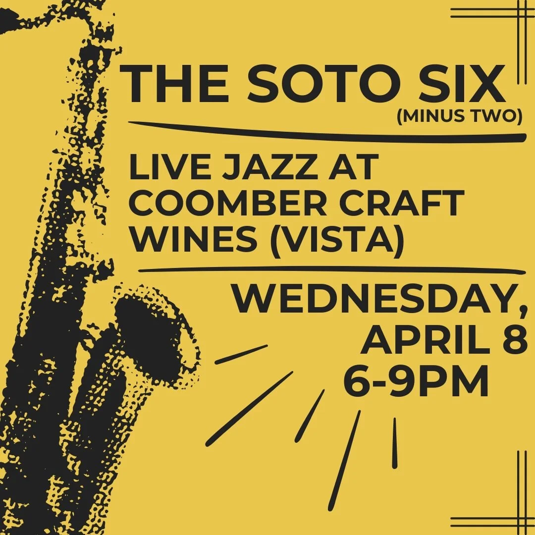 Looking forward to returning to @coombercraftwinesoceanside VISTA this Wednesday, April 8 from 6-9pm! All ages! Join us for drinks &amp; tunes!
