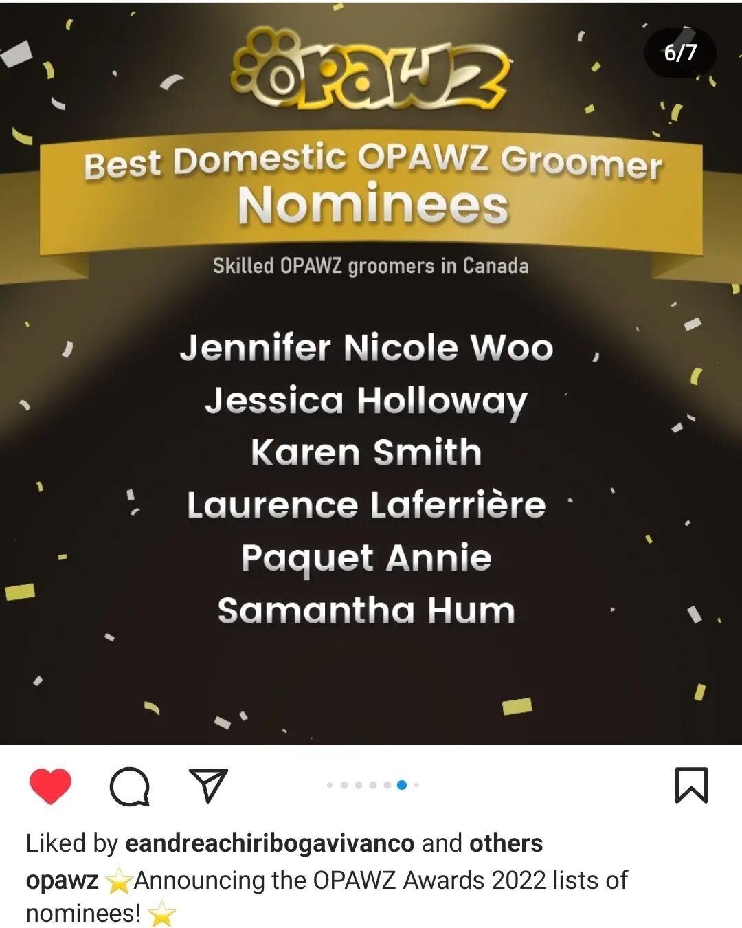 Wow! @opawz how incredibly grateful I am to be nominated on a list with so many incredible groomers! 

I have been so focused on running my business and educating for cooperative care grooming, that my muse and grooming partner (my poodle Candy) has 