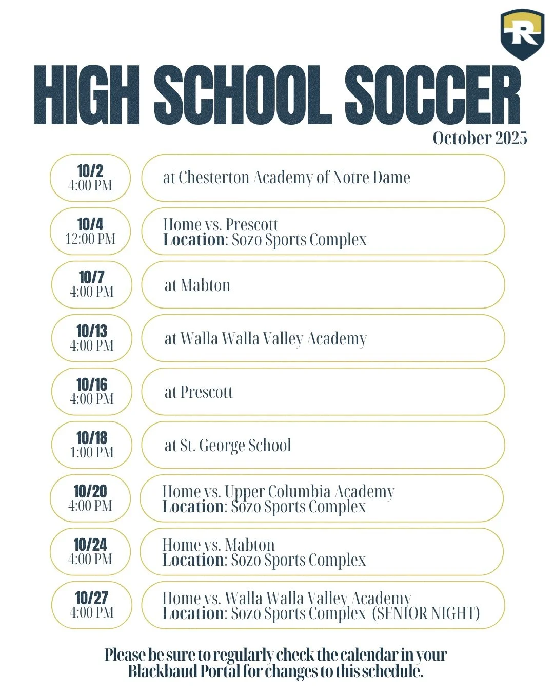 Swipe for October fall sports schedules! 
⚽🏐👟