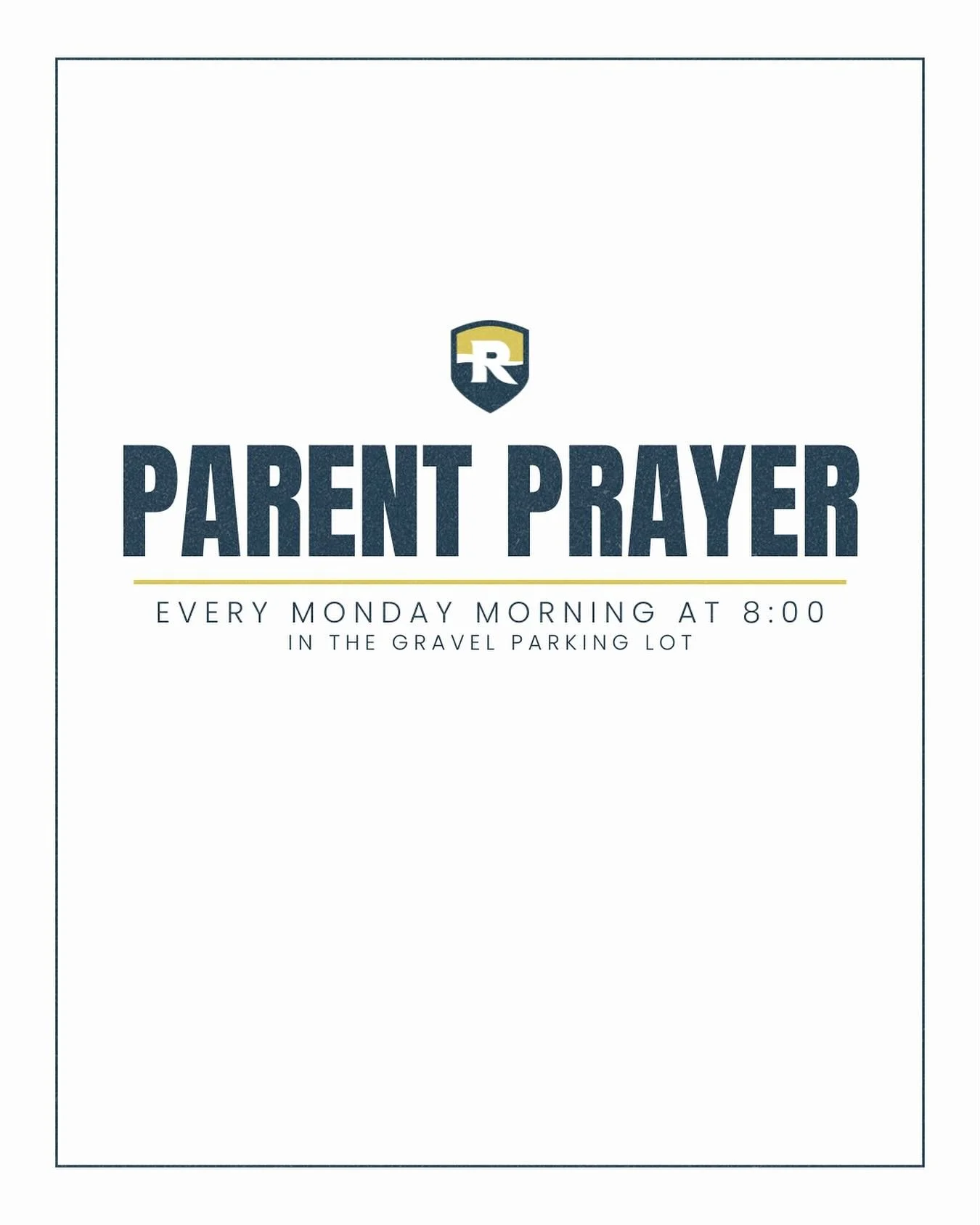 Parent Prayer, an idea brought forth by RCS parents, is an opportunity to gather with other parents and grandparents to pray over the faculty, staff, and students of Riverside Christian School. 

Parent Prayer meets every Monday morning, starting at 