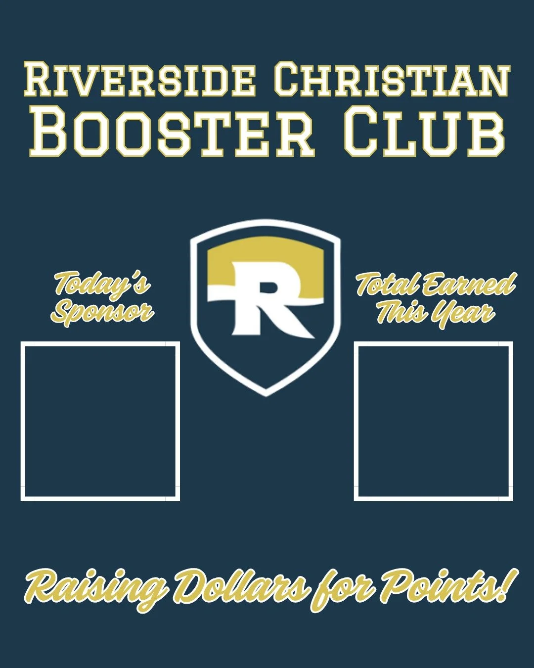 Would you, your family, or your business like to support the growth of RCS Athletics? 

The Riverside Christian Booster Club is holding a Dollars for Points fundraiser throughout the 2025-2026 basketball season!

Here's How It Works:
-- Pledge $2 for