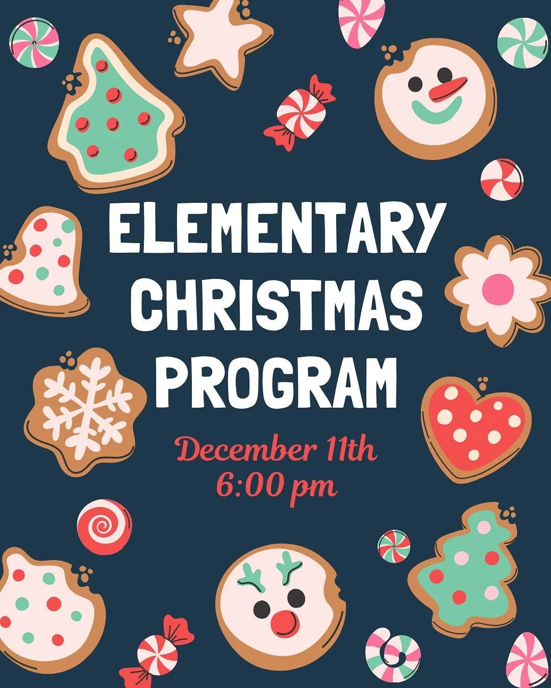 We are SO ready to celebrate Christmas! 

Our Elementary Christmas Program is happening Thursday, December 11th at 6:00pm! Our Preschool, Pre-K, and Kindergarten classes will share the songs they&rsquo;ve been working on and our 1st through 5th grade
