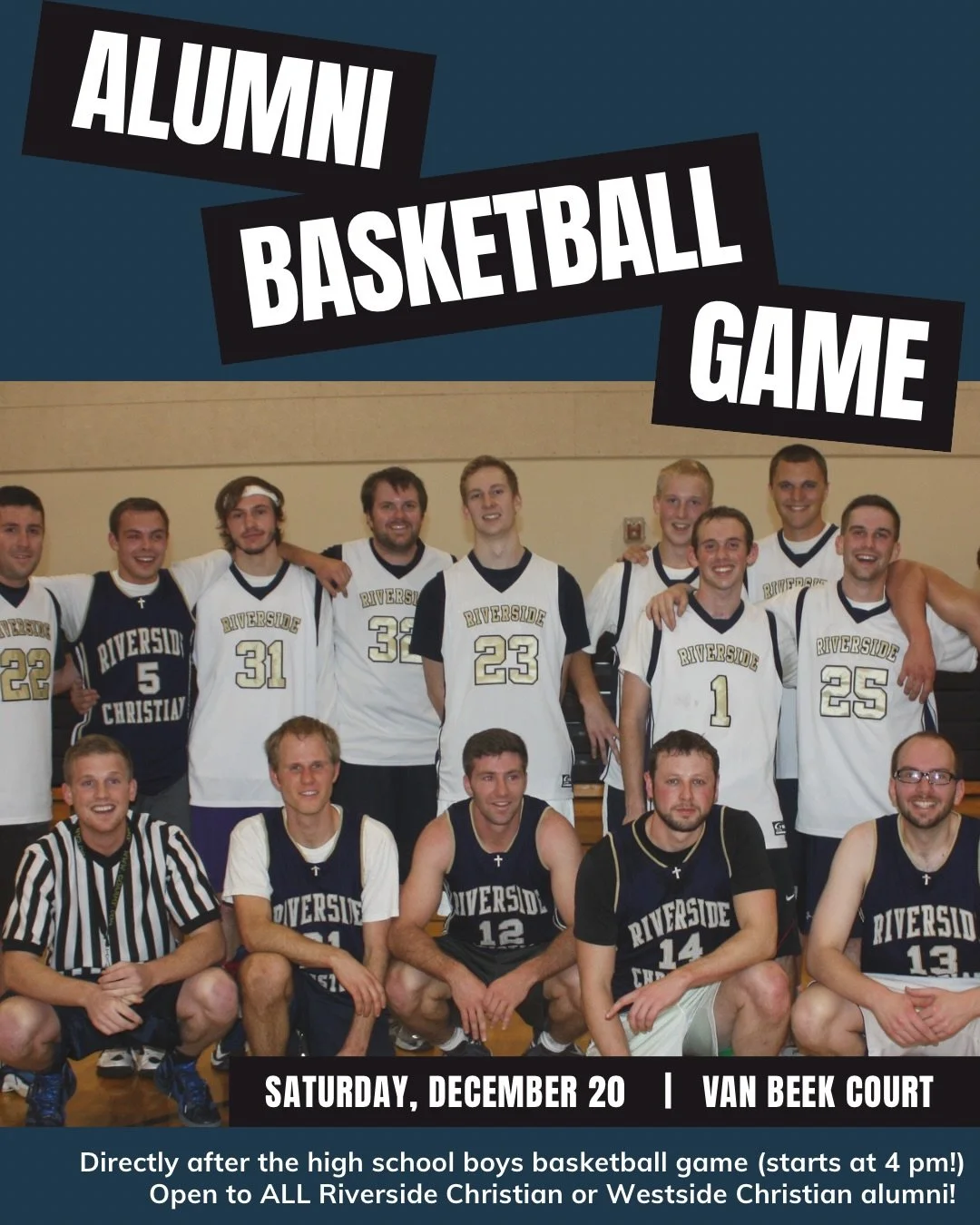 Mark your calendars, basketball fans! 
Saturday, Dec. 20th is going to awesome&mdash;

🏀  JV boys play Yakama Tribal at 2:30
🏀  Varsity boys play Yakama Tribal at 4:00
🏀  Game theme: &ldquo;Crazy Christmas&rdquo; 🎄

🏀  Booster Club will have din