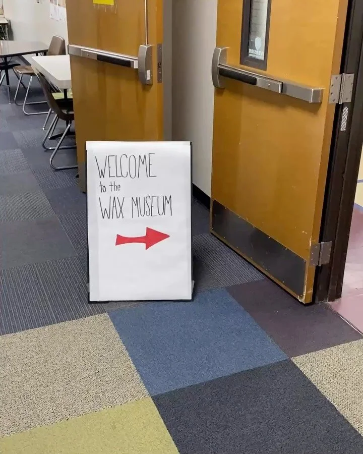 Welcome to the Living Wax Museum! 

Yesterday our hard-working 5th graders transformed our Cafeteria into a wax museum. They each chose a famous American historical figure and prepared biographies, poster boards, and speeches to present to museum gue