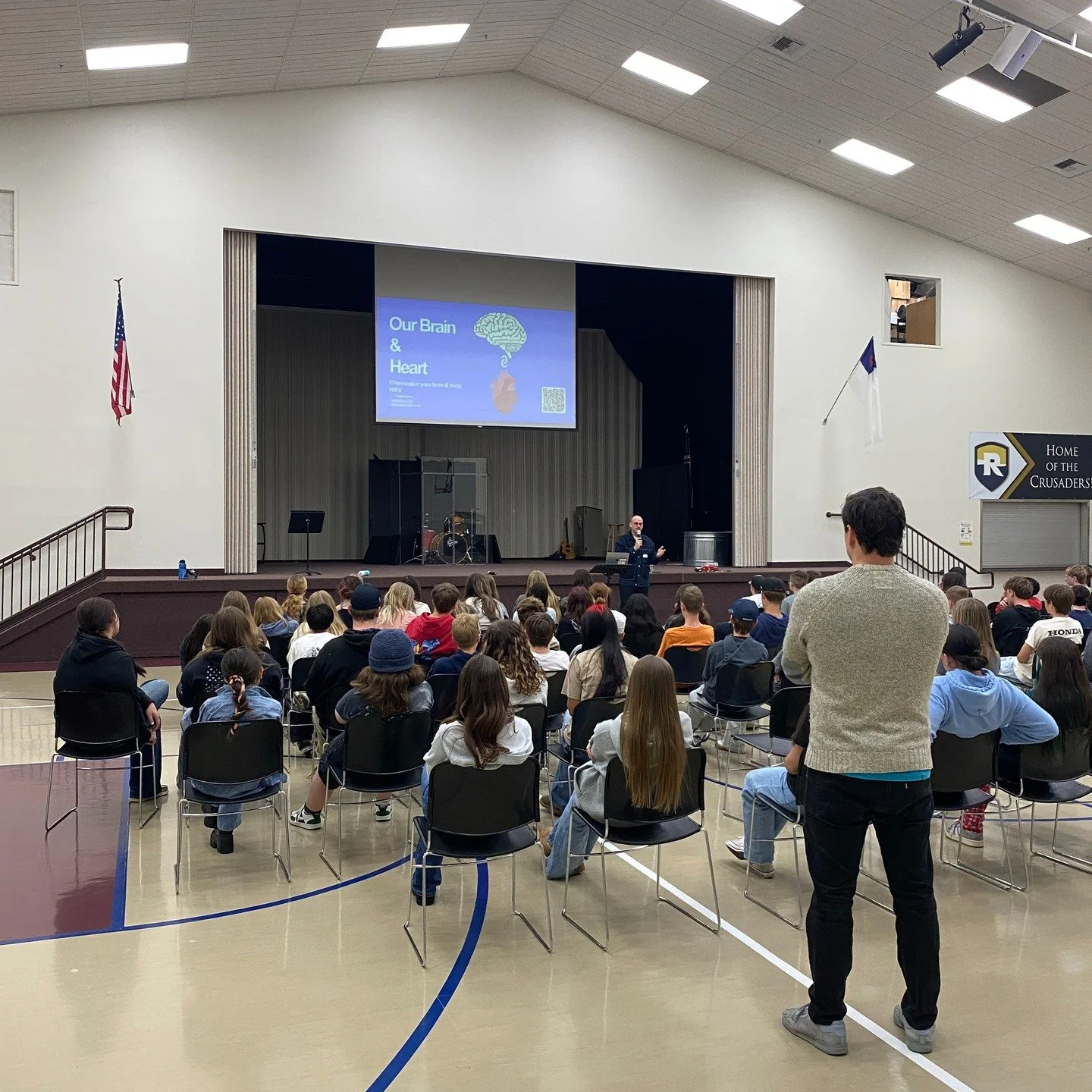 This morning, our middle &amp; high schoolers each had an assembly with Licensed Mental Health Counselor, Taylor Vickerman, who spoke to our students about healthily responding to challenges in the classroom, on the court or field, at home, and every
