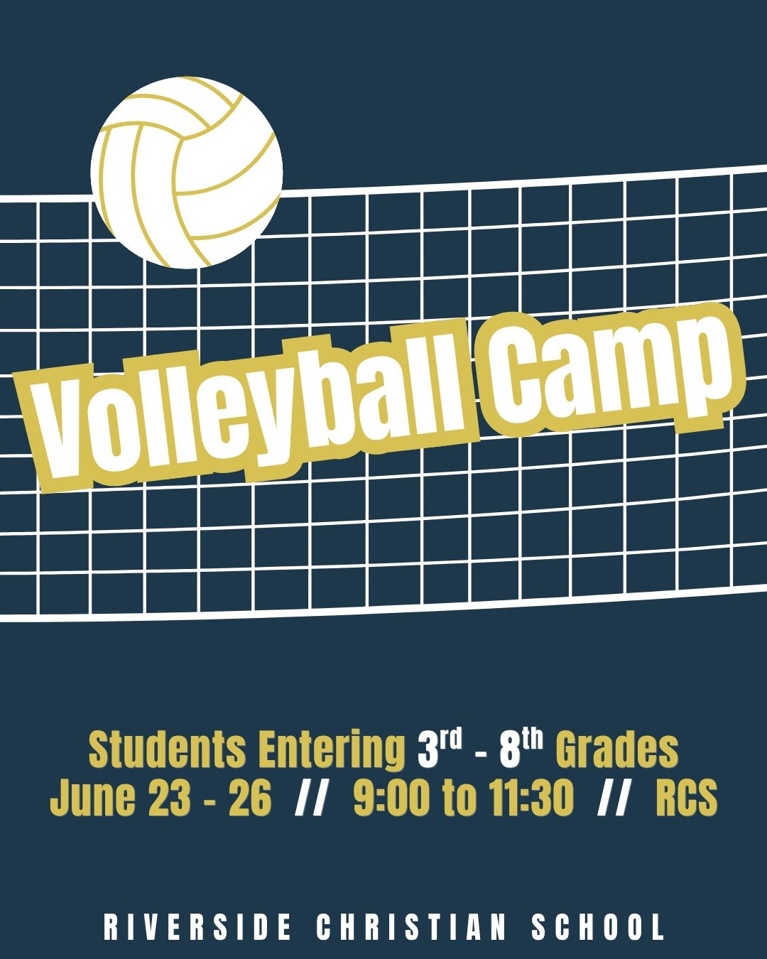 Are you looking for fun summer opportunities for your kids? We've got two summer sports camps available for elementary &amp; middle school students!

The RCS Youth Volleyball Camp will be hosted by the Riverside Christian volleyball team &amp; coachi