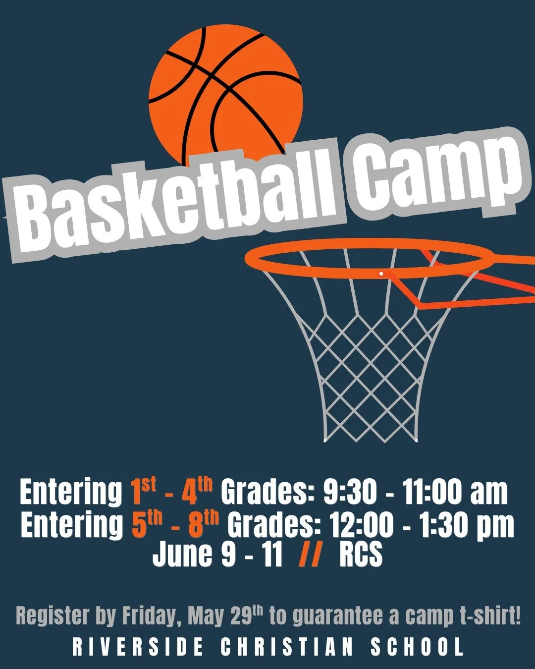 Are you looking for fun summer opportunities for your kids? We've got two summer sports camps available for elementary &amp; middle school students!

The RCS Youth Basketball Camp will be hosted by the Riverside Christian boys basketball team &amp; c