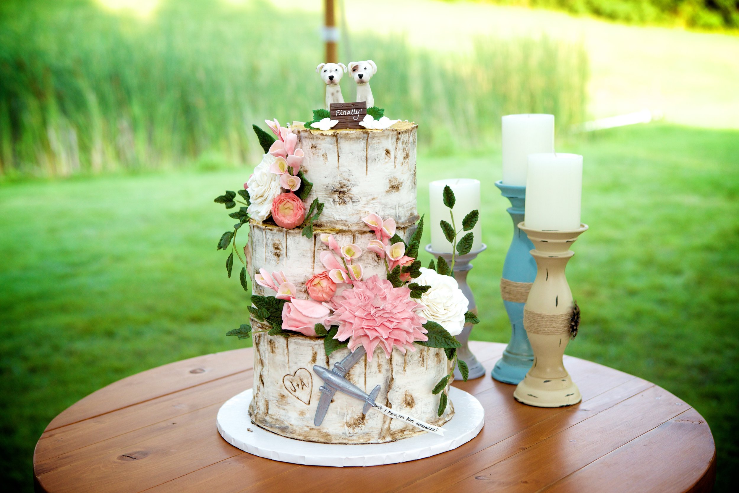 birch bark wedding cake