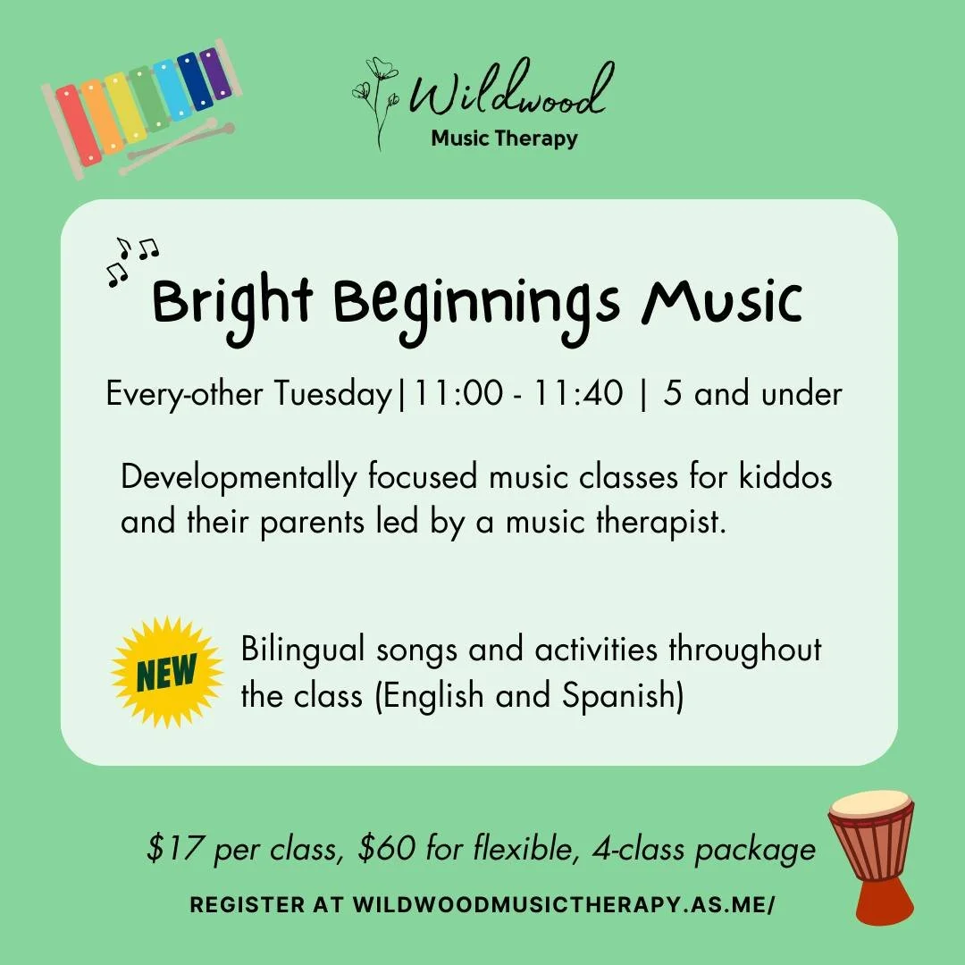 &iexcl;Mira! Take a look! 

Bright Beginnings is back for 2026, but with some changes. Classes will be held on every-other Tuesday, and will now be designed to include bilingual songs and activities throughout the session.  We are excited to see old 