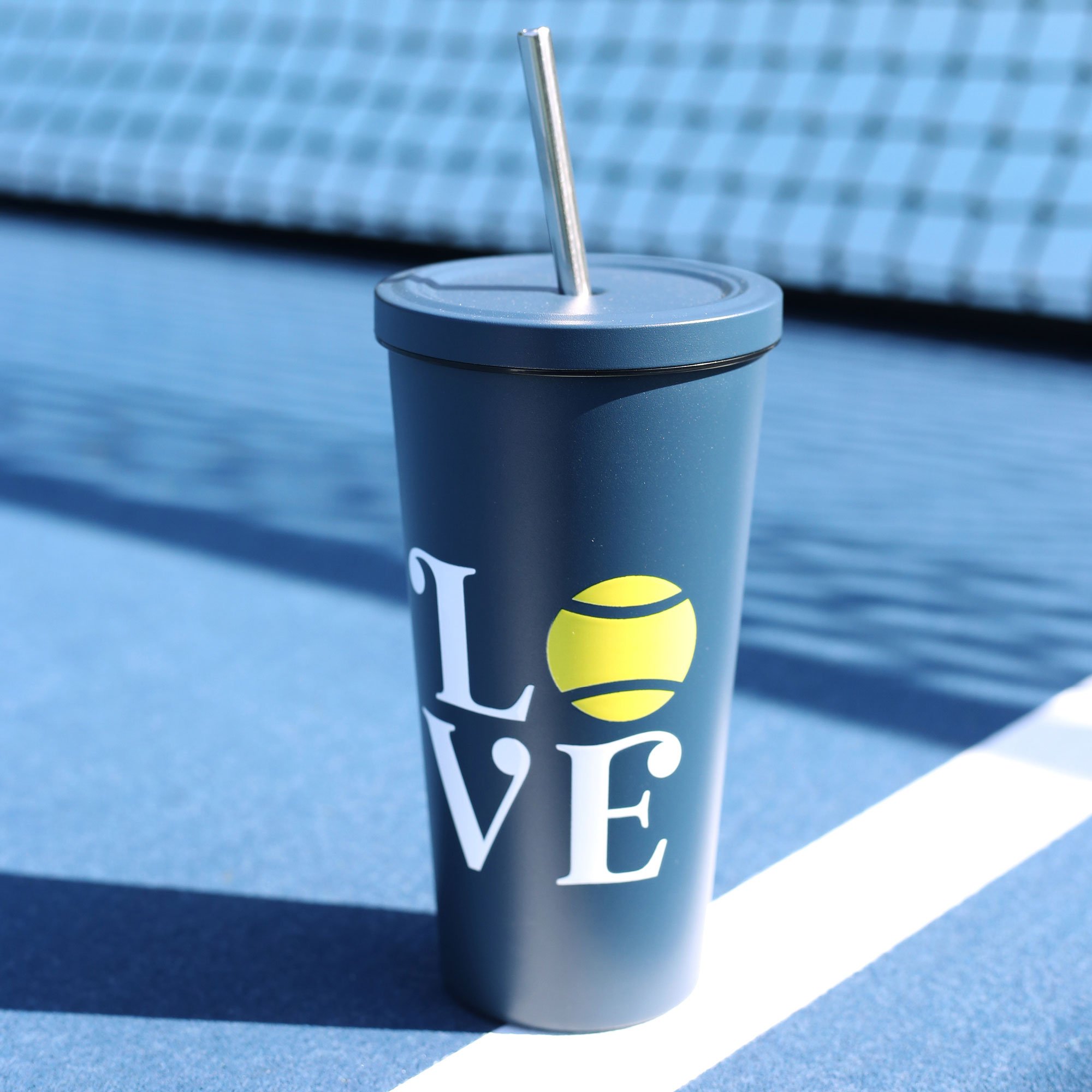 LOVE Tennis Babe Tumbler with Straw – navy