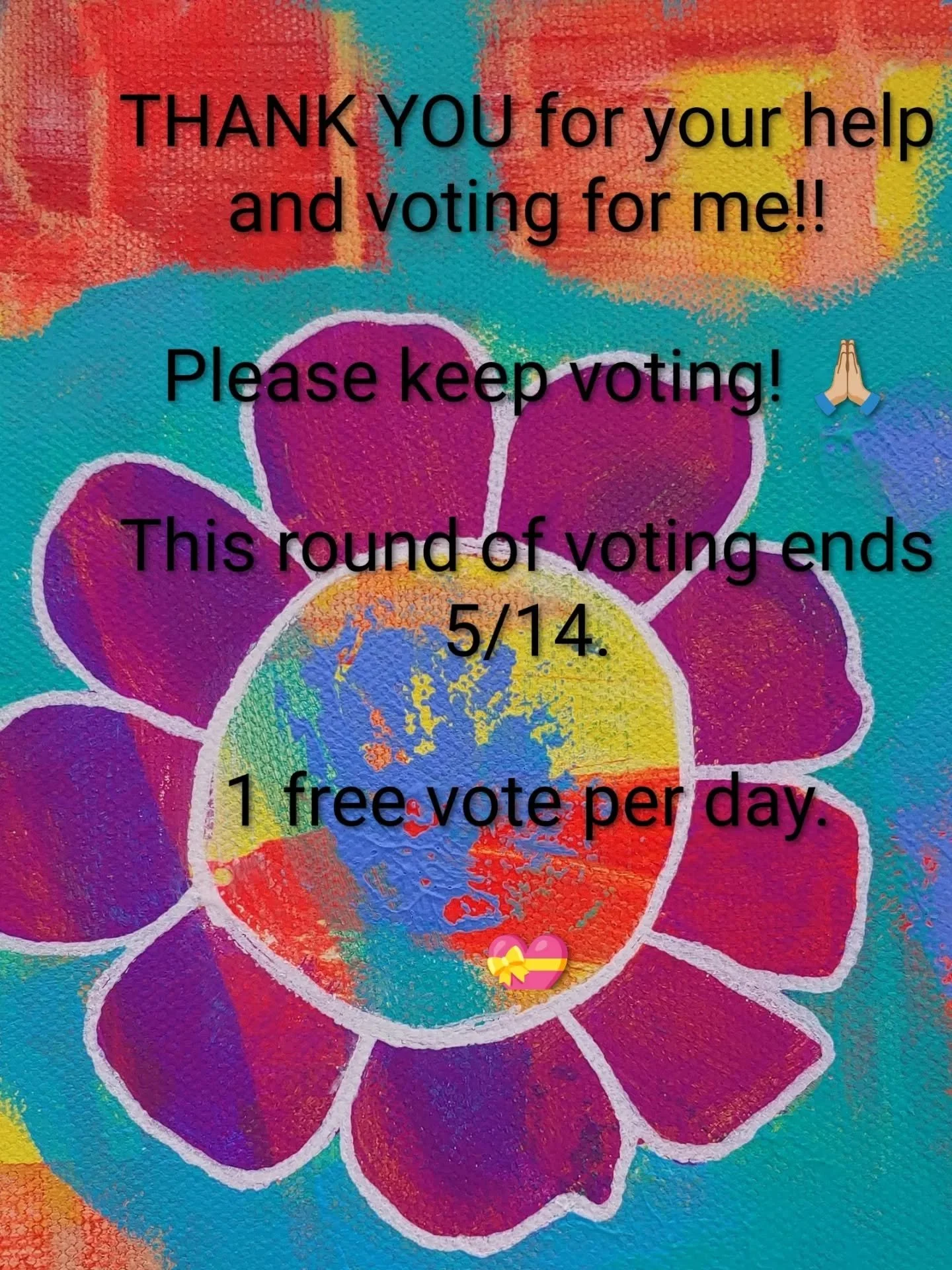 Thank you so much for your support and taking the time to vote!! I appreciate you and your support so much! 

Please continue to vote. This round of voting ends 5/14. 

1 free vote per day. 

Instagram users the link to vote is in my profile bio. 

F