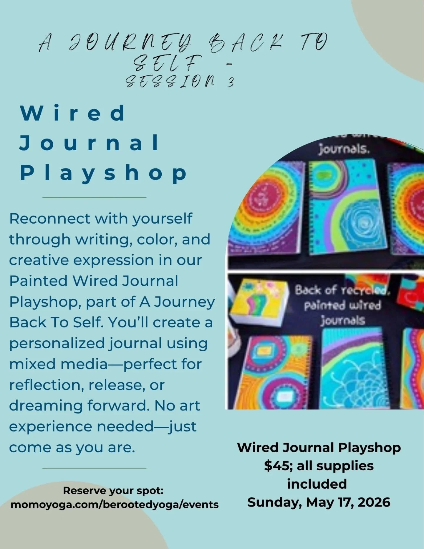 Hi!! 

Registration is still open for Part 3 of the "Journey Back to Self" therapeutic art series. This lovely collaboration with Be Rooted Yoga and Wellness Collective has been so wonderful for my heart! Come swirl in color, make your own 