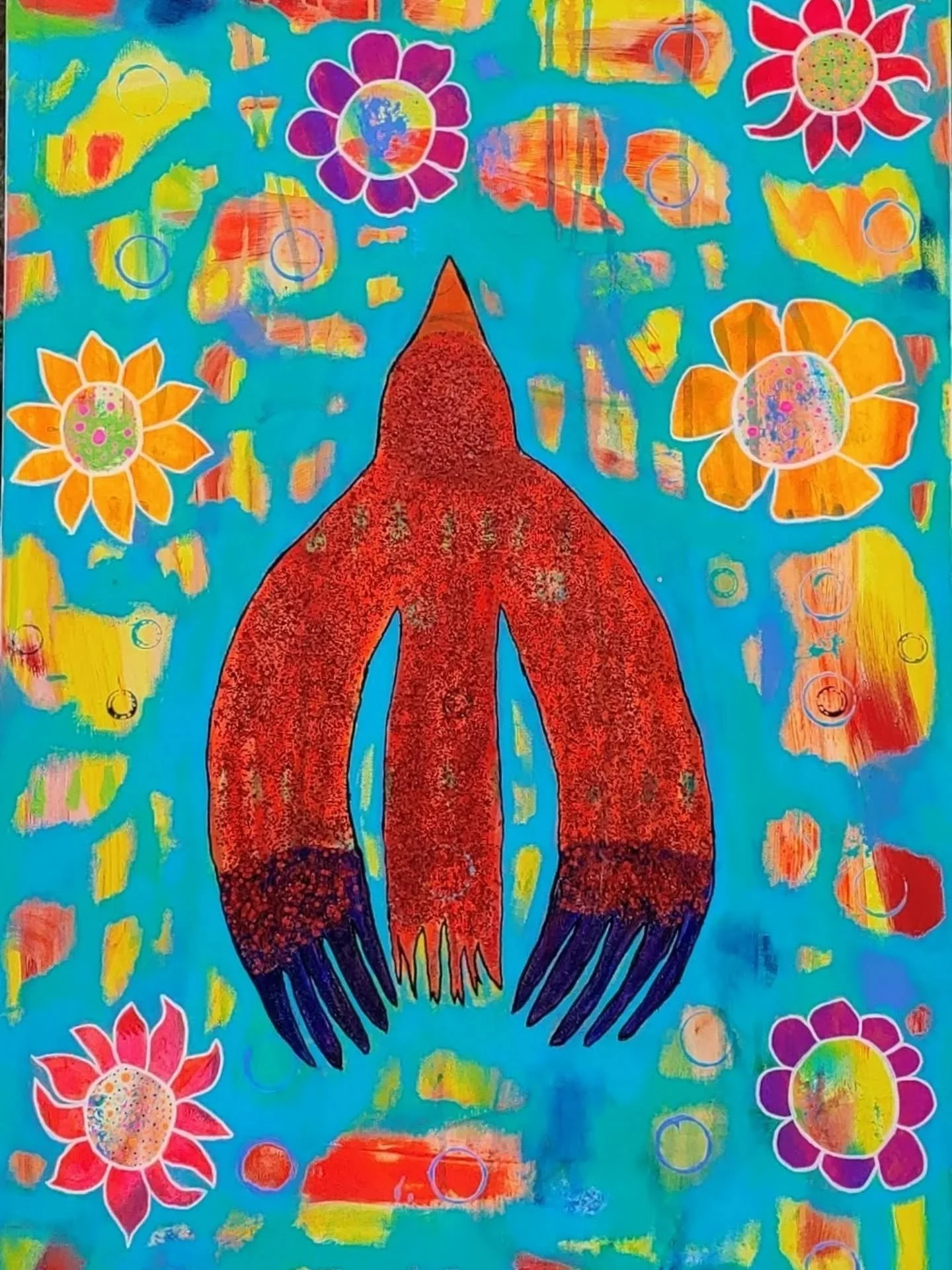I've been asked several times what it means to be an intuitive artist. So, today I'm sharing my process and one of the reasons I create art, how I use it to provide healing to my heart and to process my feelings.

"Thunderbird" is a mixed-m