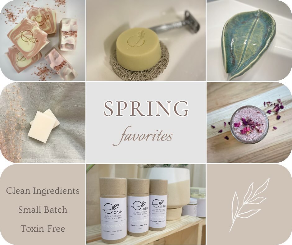 Shop our Spring favorites 🌸 

Moisturizing, soothing &amp; exfoliating products made with clean ingredients that you can read! 

Available at coshfactory.com

#springsoap #springscent #springskincare #coshfactory #shopsmallbusiness #nhmade #madeinnh