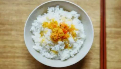 Your dinner is… plain white rice with pickled vegetables.”