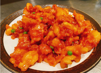 very last piece of sweet-and-sour fish!!