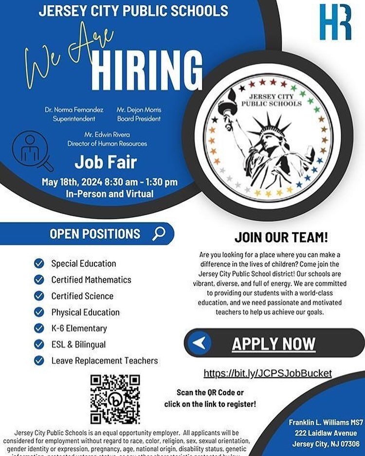 JCPS SPRING JOB FAIR

WHEN: May 18th, 2024 8:30 AM - 1:30 PM

Scan the QR code on the flyer  or type the link below to register.

https://bit.ly/JCPSJobBucket