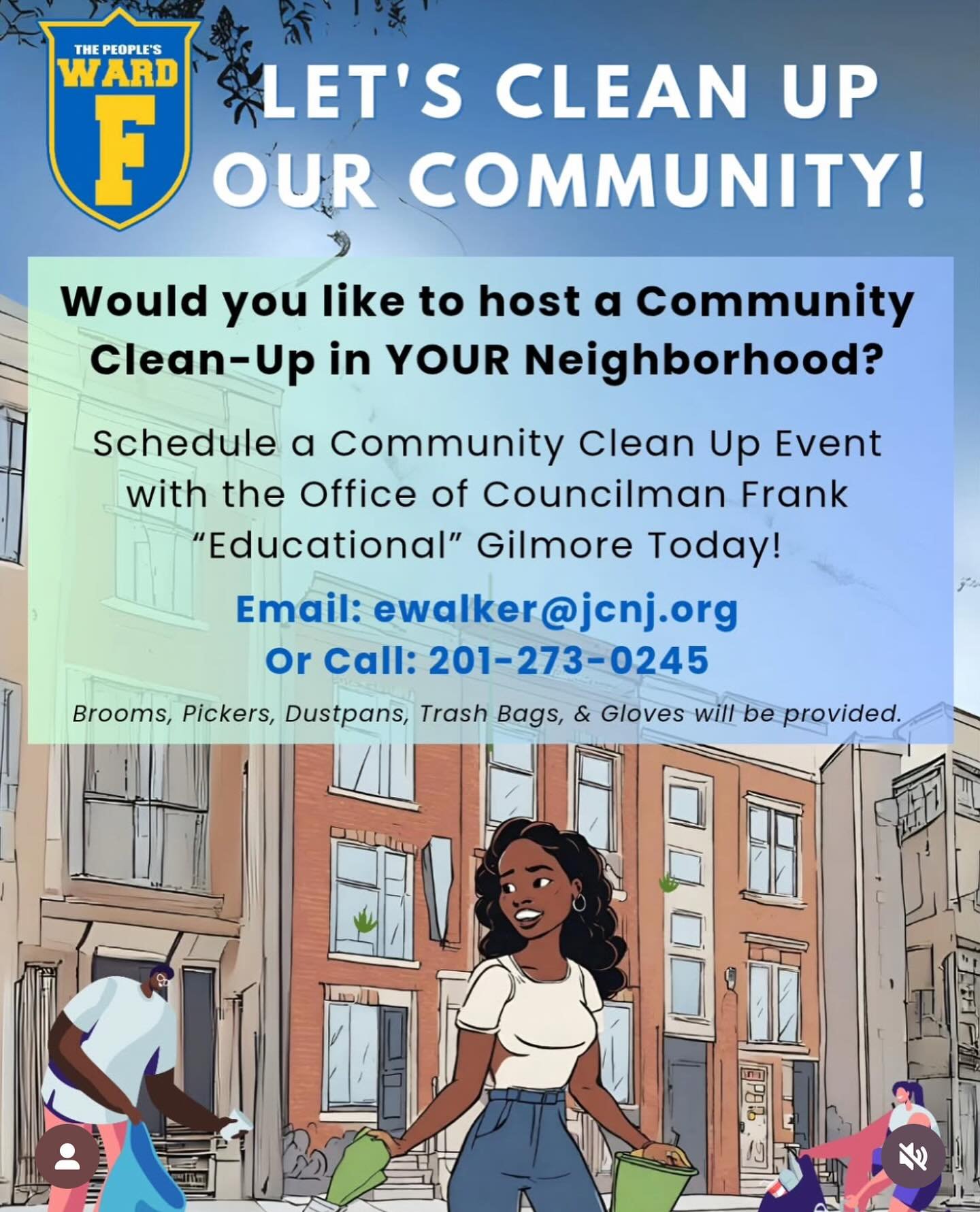 🧹✨ Let’s get Ward F shining—one block at a time!
Want to host a Community Clean-Up in YOUR neighborhood? 💪🏾🌍
Partner with the Office of Councilman Gilmore and we’ll bring the supplies—you bring the community spirit!
✅ Br