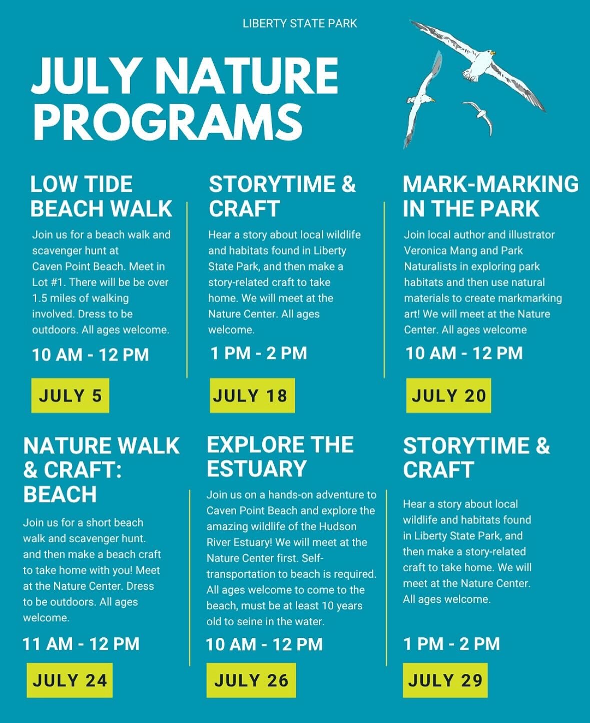 Check out these FREE Nature programs at Liberty State Park @libertystatepark.
Must Register !