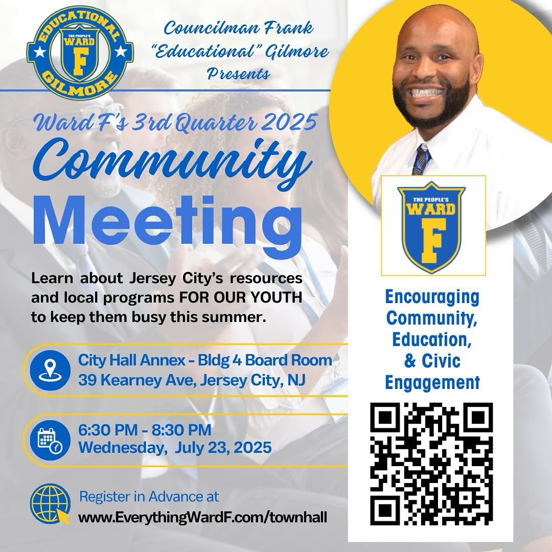 📢 Ward F Community Meeting – Wednesday, July 23rd ! 📢
Join Councilman Frank Gilmore for the next Ward F Community Meeting on Wednesday, July 23rd at 39 Kearney Ave! Get updates, share concerns, and connect with your neighbors.
📍 Location: