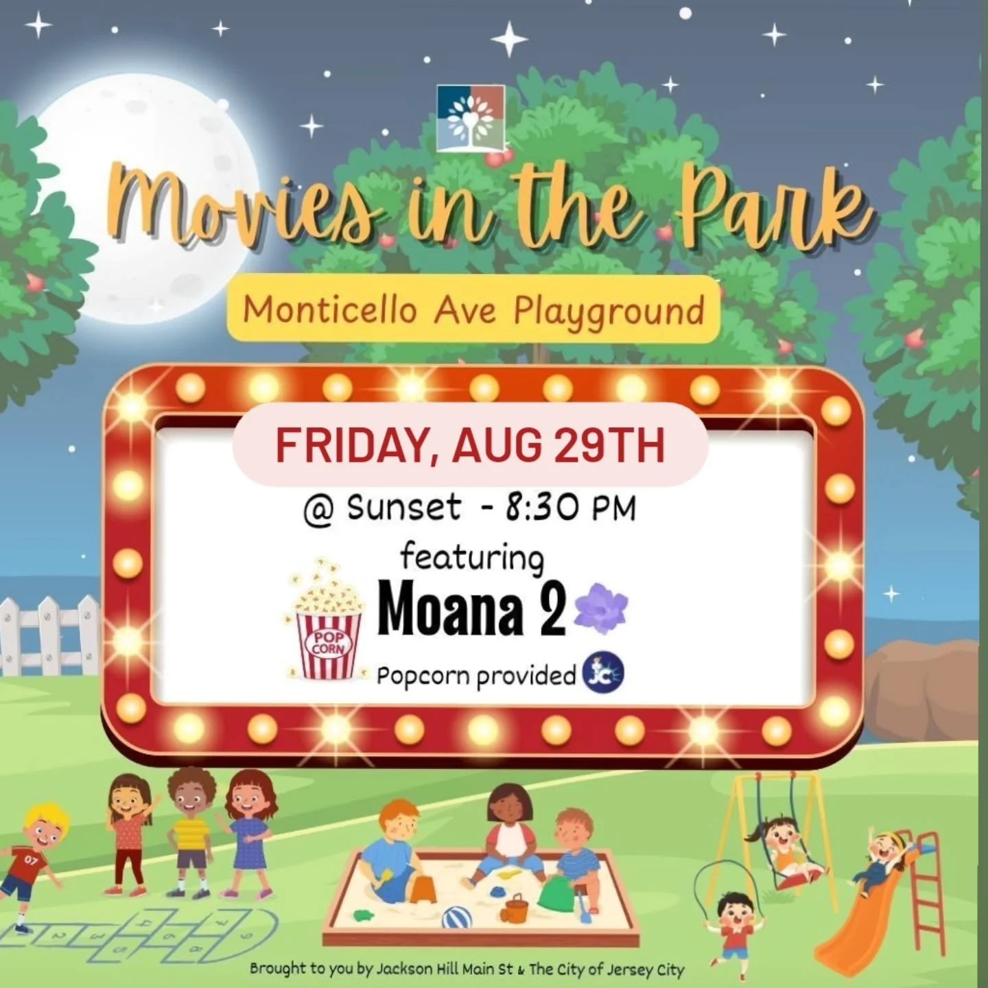 Tonight is the rescheduled date of movie night in Monticello Park.
Brought to you by the Jackson Hill Main Street SID
The movie is Moana 2.
It starts around 8:30pm.
