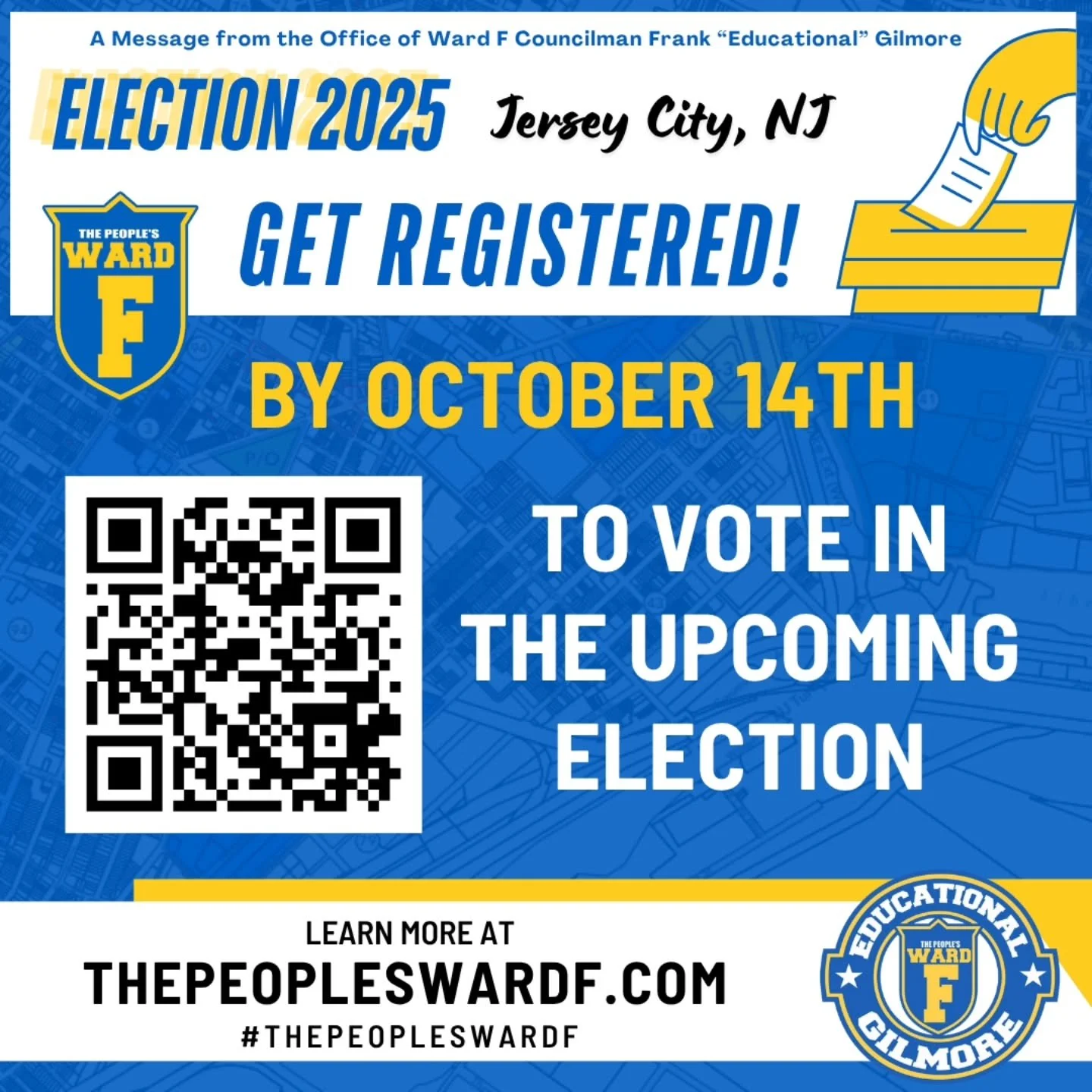 Deadline to register to vote in the Nov. 4th election is Oct. 14th.  Visit: https://voter.svrs.nj.gov/register