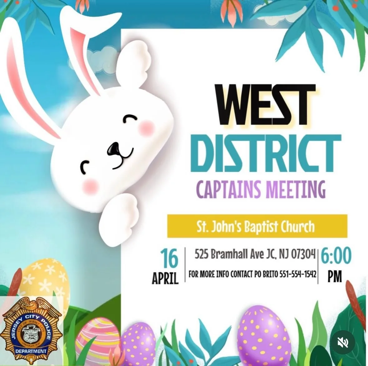 Bring your quality of life concerns to the JCPD West District Captains Meeting Thursday April@16th 6pm details on flyer.