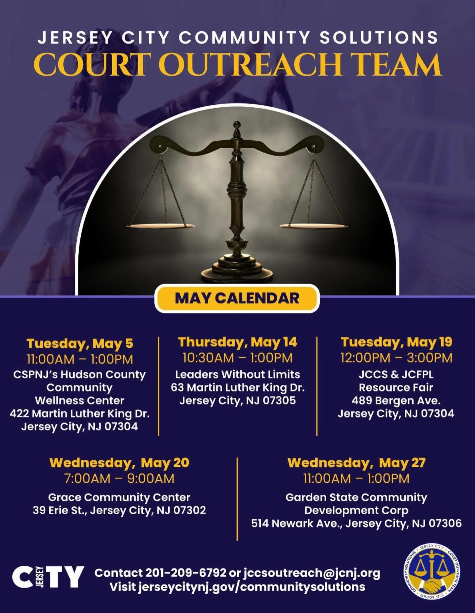 Today&rsquo;s is Jersey City  Community Solutions Court Outreached Details on Flyer