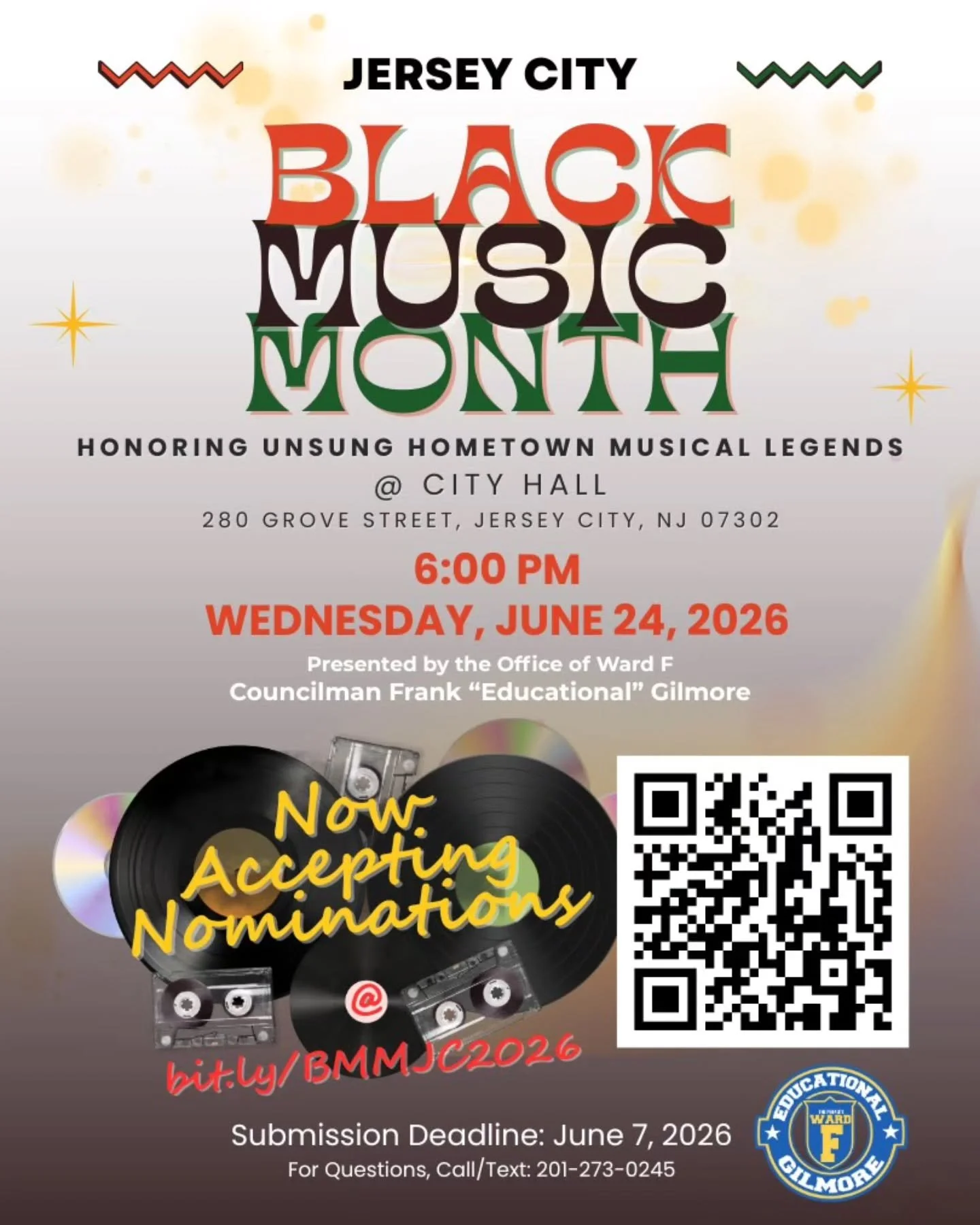 https://bit.ly/BMMJC2026
Do you know someone from Jersey City who uses the power of music to uplift, unite, and inspire our community?  We invite you to nominate a remarkable individual or group who helped shape Jersey City&rsquo;s vibrant musical cu
