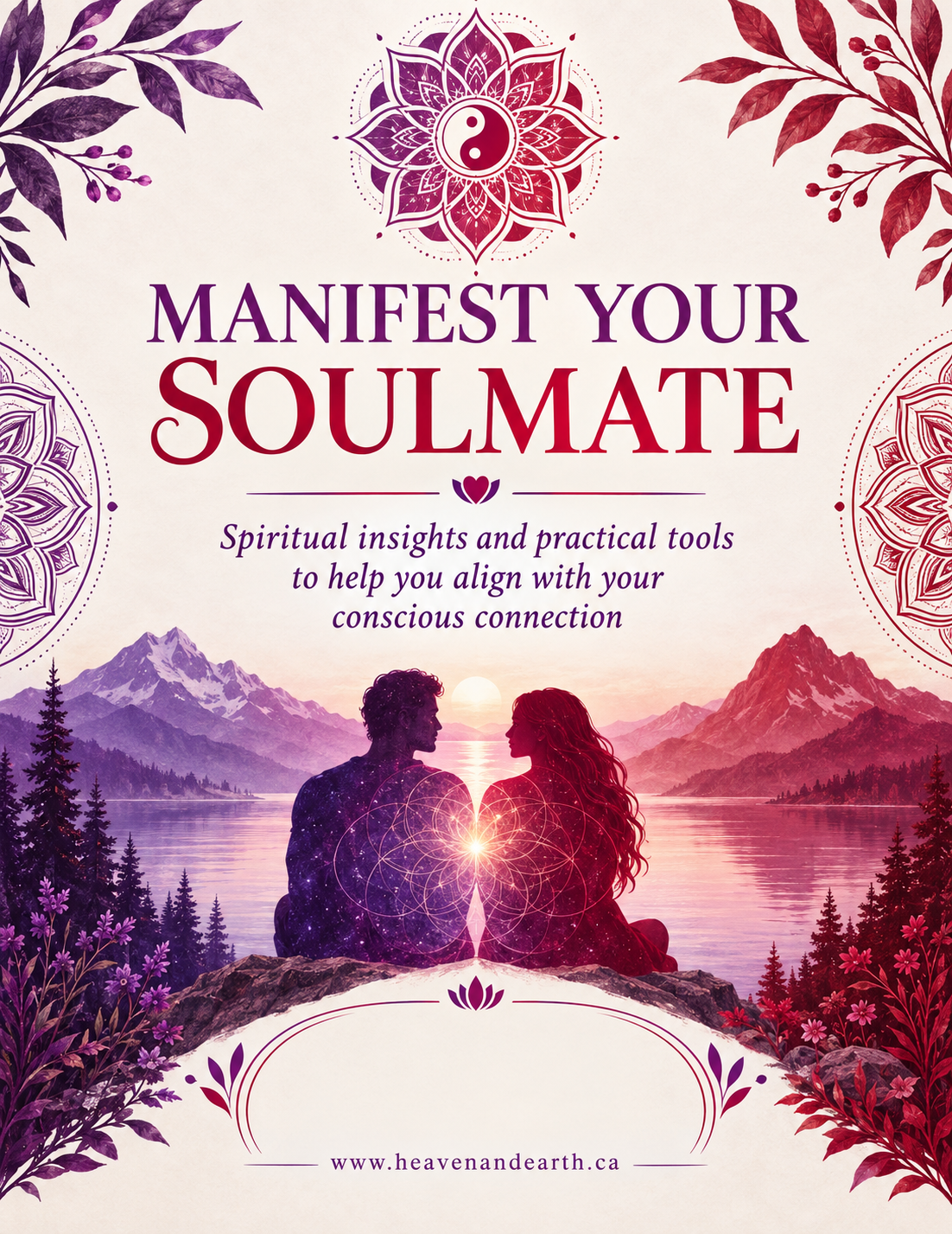 Couple attracting through energy with mountains