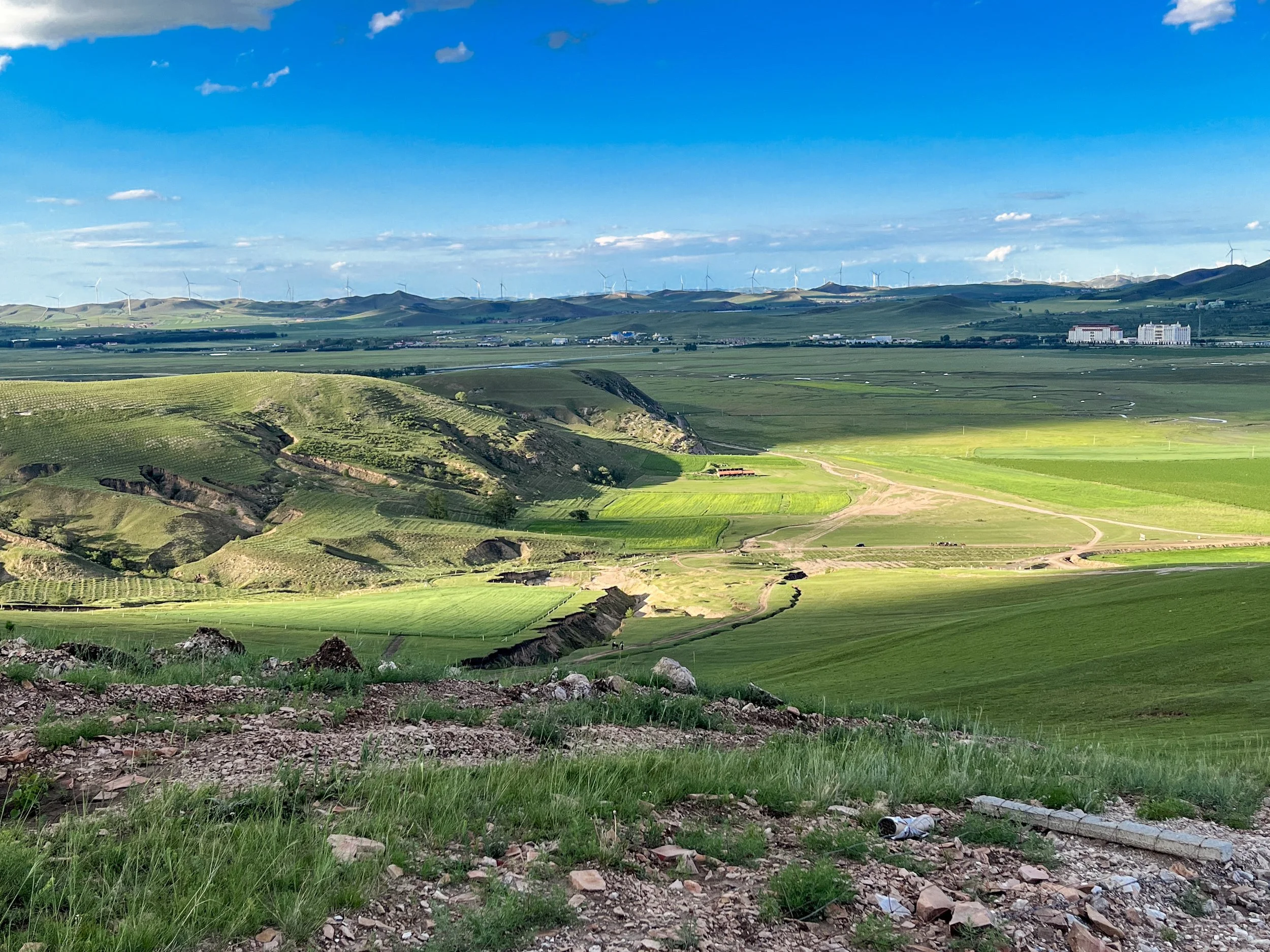 Farmland to the north of the city.