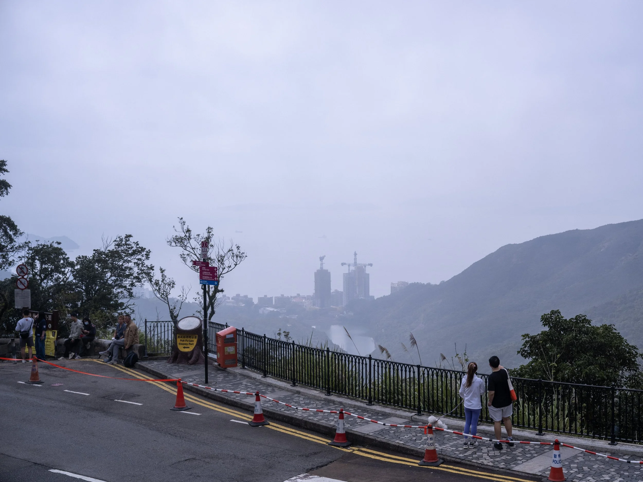 Southern view, still foggy.