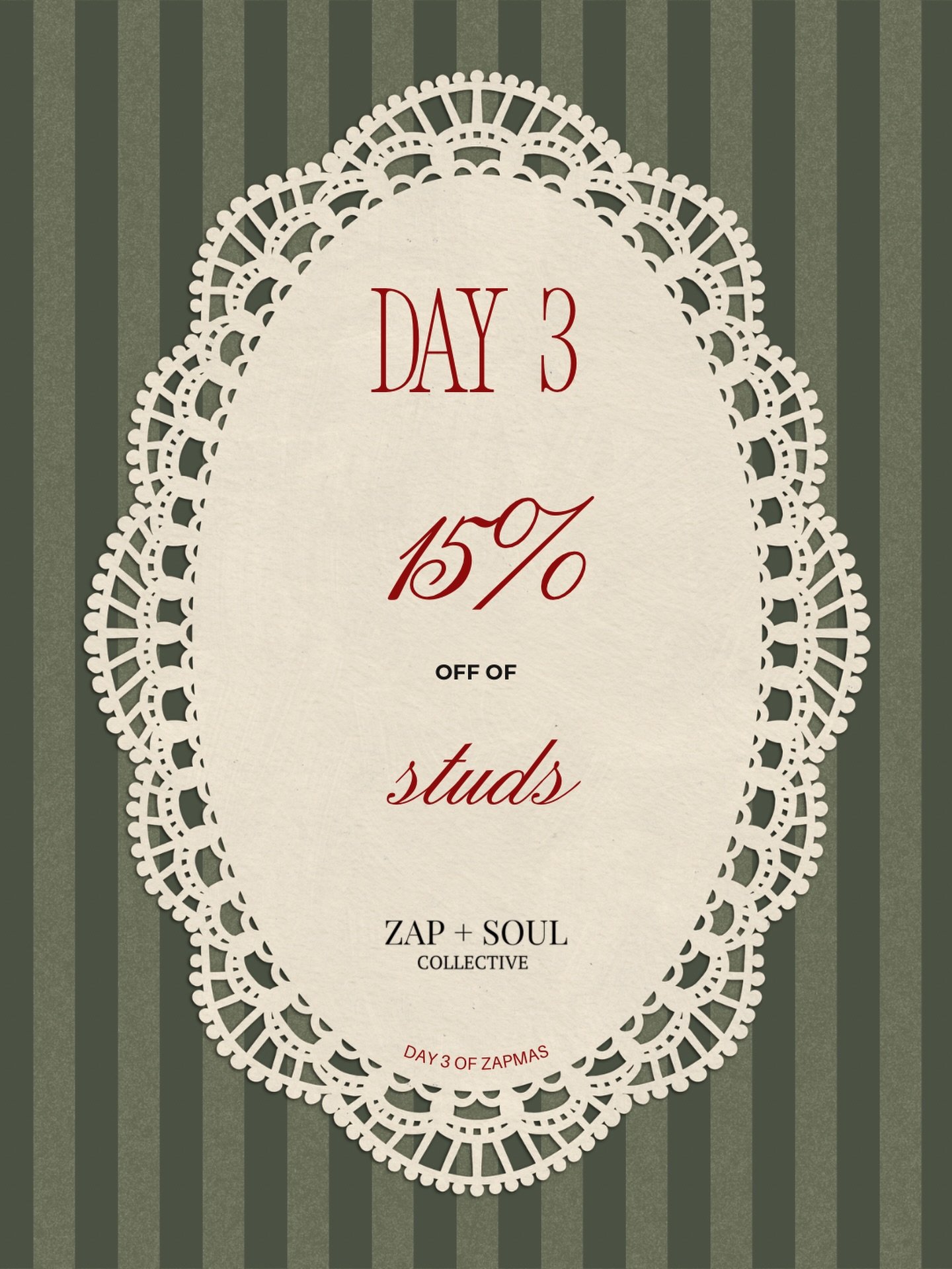 On the 3rd day of Zapmas&hellip;  Zap+Soul gifted me&hellip; ☁️

15% off of our Studs! 🫶🏼✨