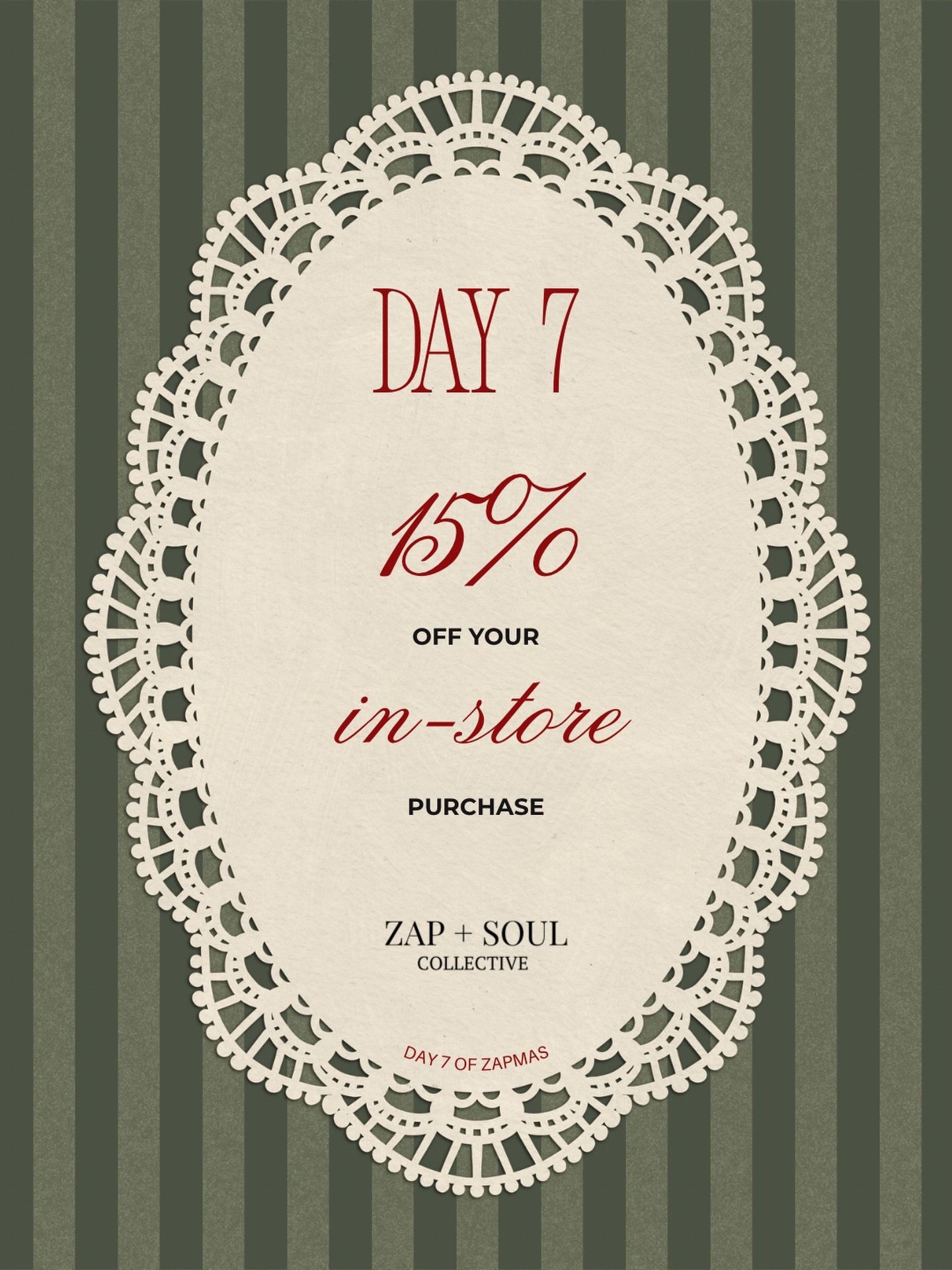 On the 7th day of Zapmas&hellip;  Zap+Soul gifted me&hellip; ☁️

15% off your in-store purchase! 🫶🏼✨