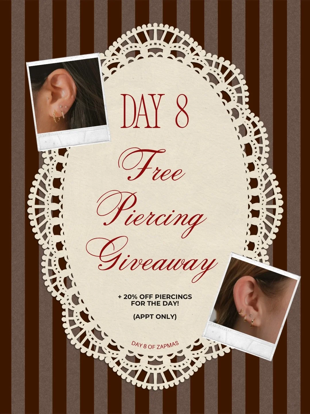 On the 8th day of Zapmas&hellip;  Zap+Soul gifted me&hellip; ☁️

A free piercing giveaway! 🫶🏼✨

RULES 🪩:

&mdash; follow us @zapandsoul &amp; like this post! 
&mdash; share this post to your story! 
&mdash; tag your friends! (each comment = an ext
